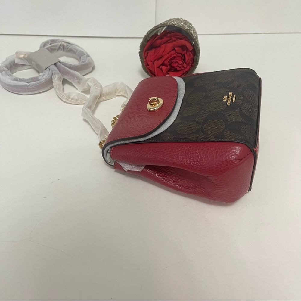 Coach Convertible Mini Backpack In Signature Canvas -Brown, Red & Gold - Reemoly - Picture 10 of 16